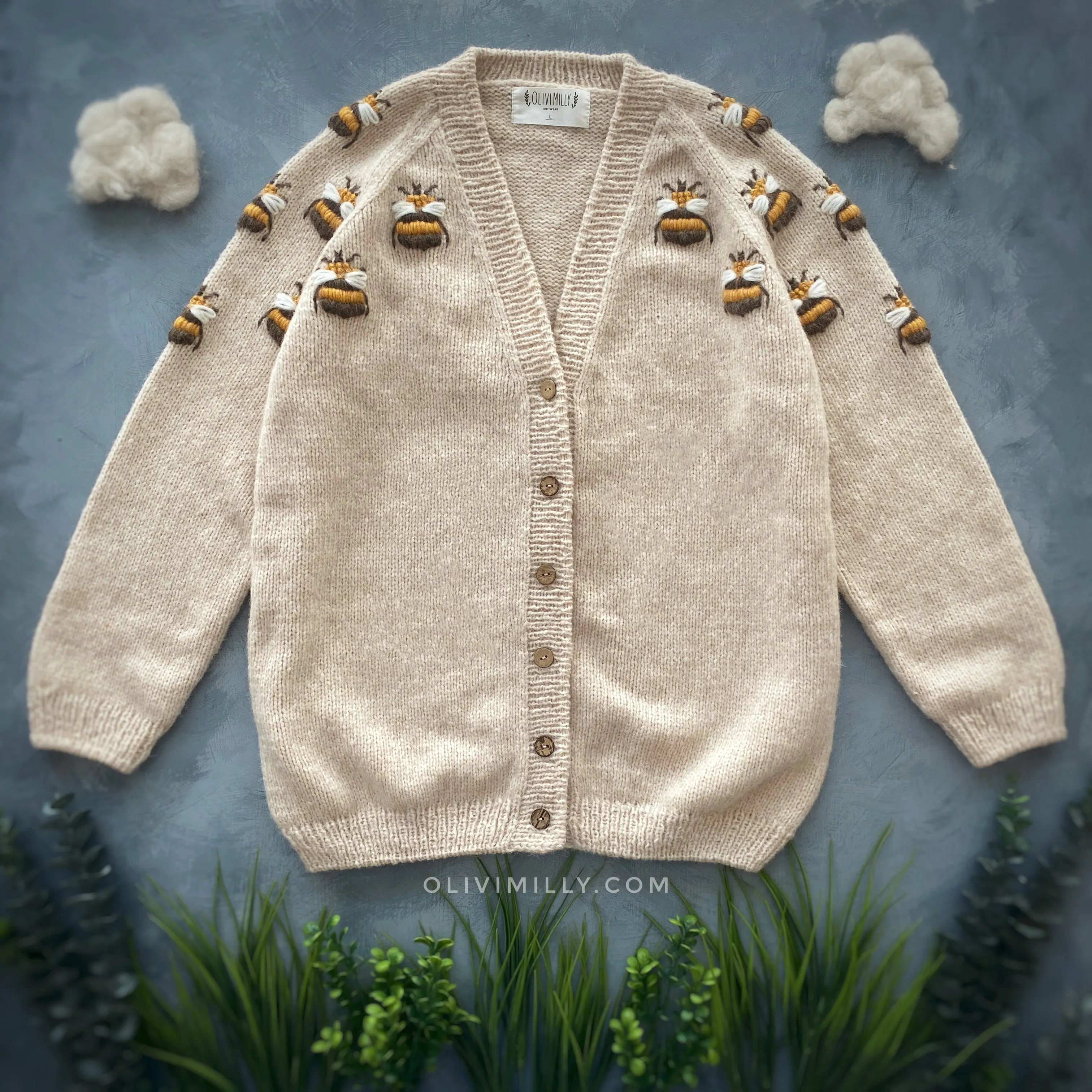 Adult Bee cardigan | wheat