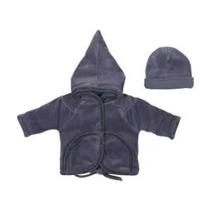 Baby Boy Jacket   Hat | Velour | Mid Blue | Bee and Dee | AW22