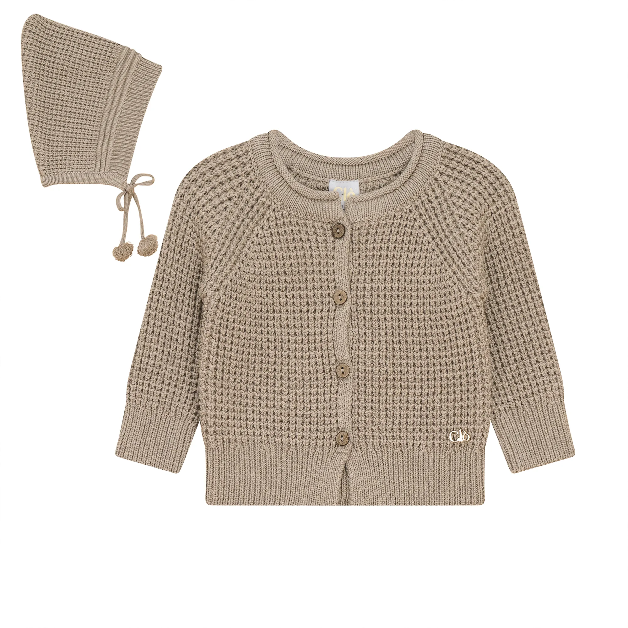 Baby Boy Jacket   Hat | Waffle Knit | Stone | Clo