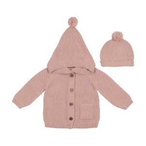 Baby Girl Sweater   Hat | Rose | Mema Knits | SS25