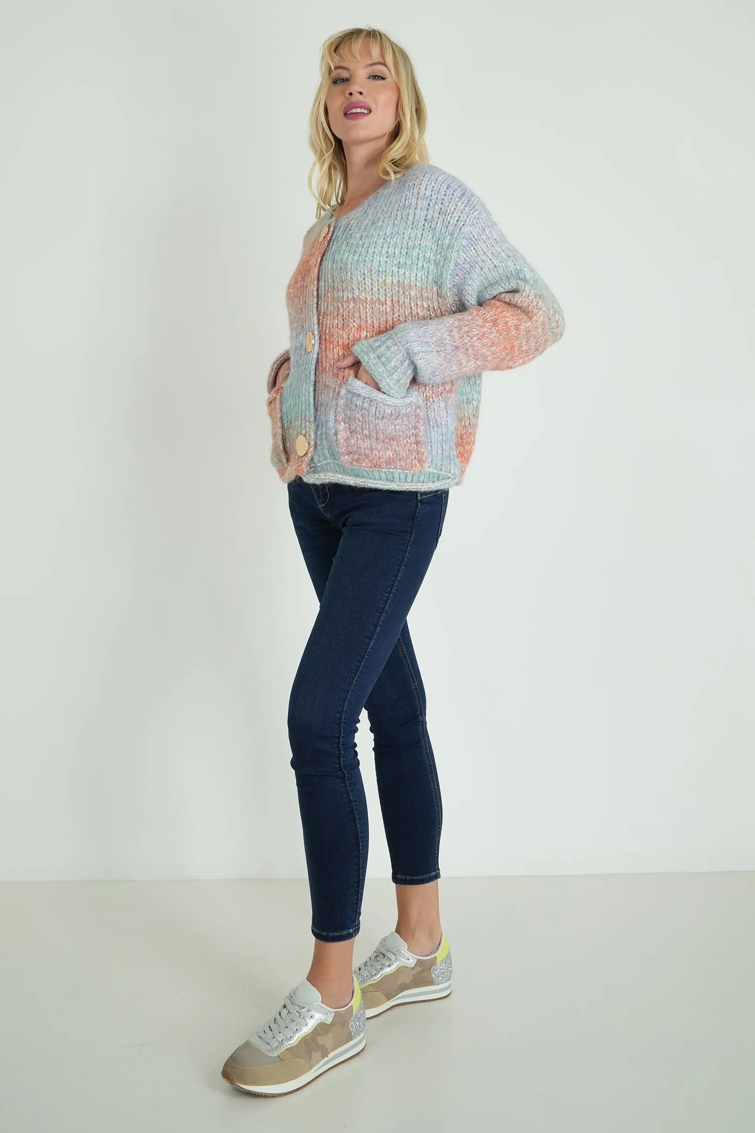 Blue and Peach Comfy Cardigan