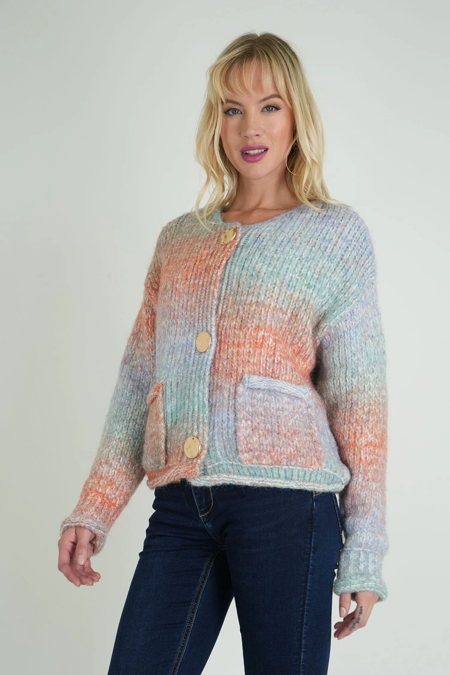 Blue and Peach Comfy Cardigan