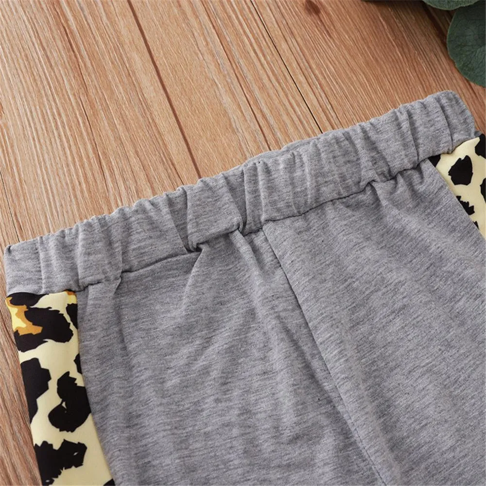 Boys Color Block Leopard Hooded Top & Pants Wholesale Boys Clothing