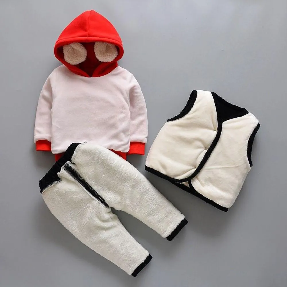 Boys Letter Pattern Hooded Top Vest & Pants Boys Casual Suits