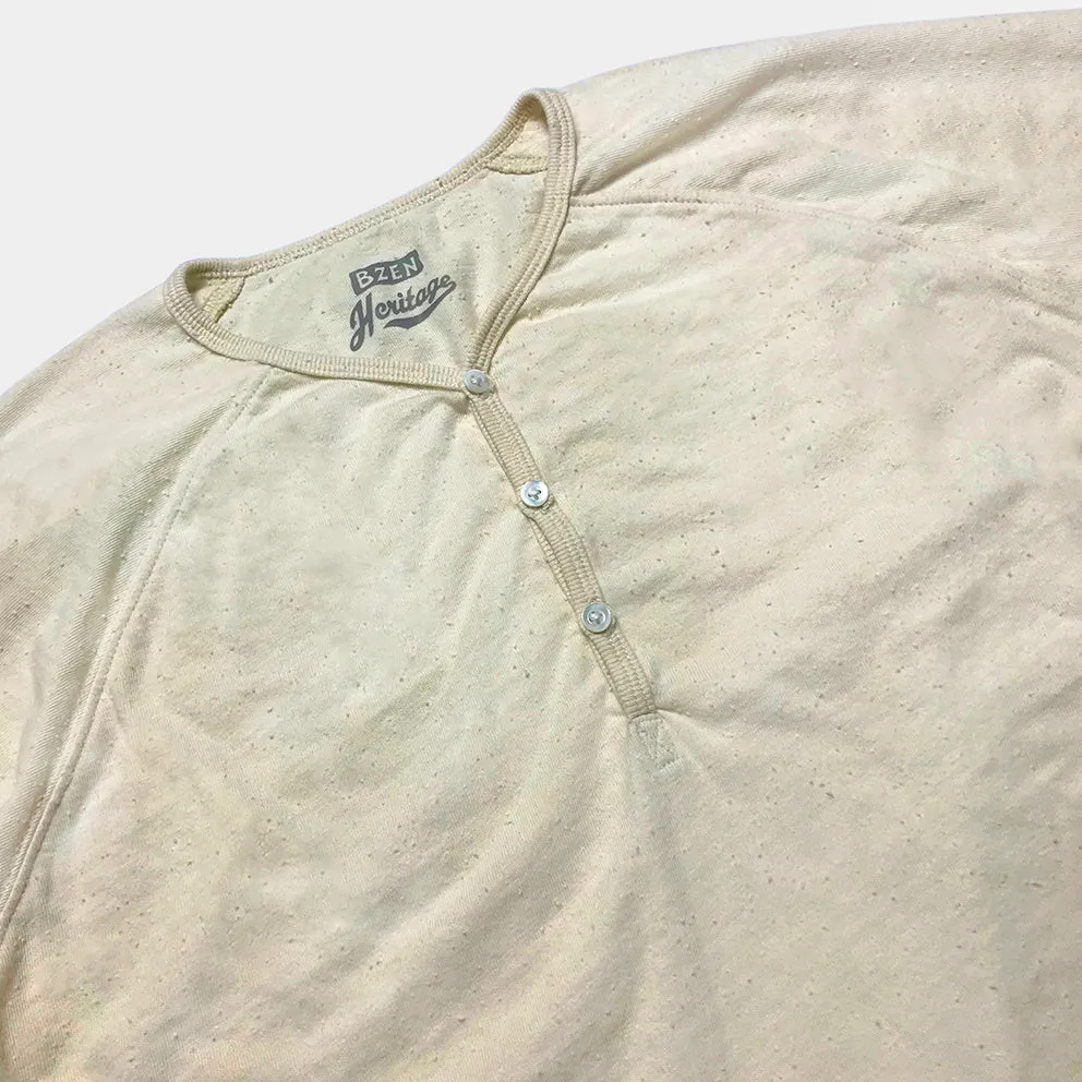 BZEN M.3089-EARL 3 REGULAR FIT LONG SLEEVE 3 BUTTON HENLEY NEPPY JERSEY-195GSM-E0 NATURAL