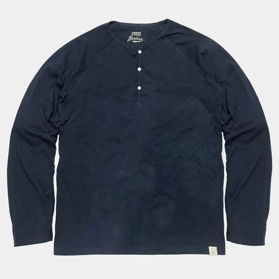 BZEN M.3089-EARL 3 REGULAR FIT LONG SLEEVE 3 BUTTON HENLEY NEPPY JERSEY-195GSM-E0 NAVY