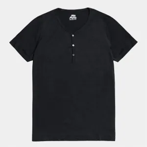 BZEN M.3210-KAITO REGULAR FIT SHORT SLEEVE 3 BUTTON JERSEY HENLEY-145GSM-E0 BLACK