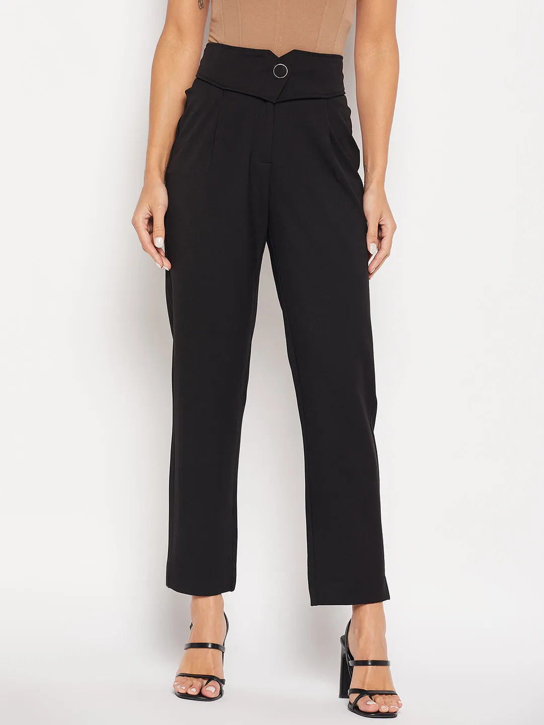 Camla Barcelona O Ring Detailed Black Tapered Trousers