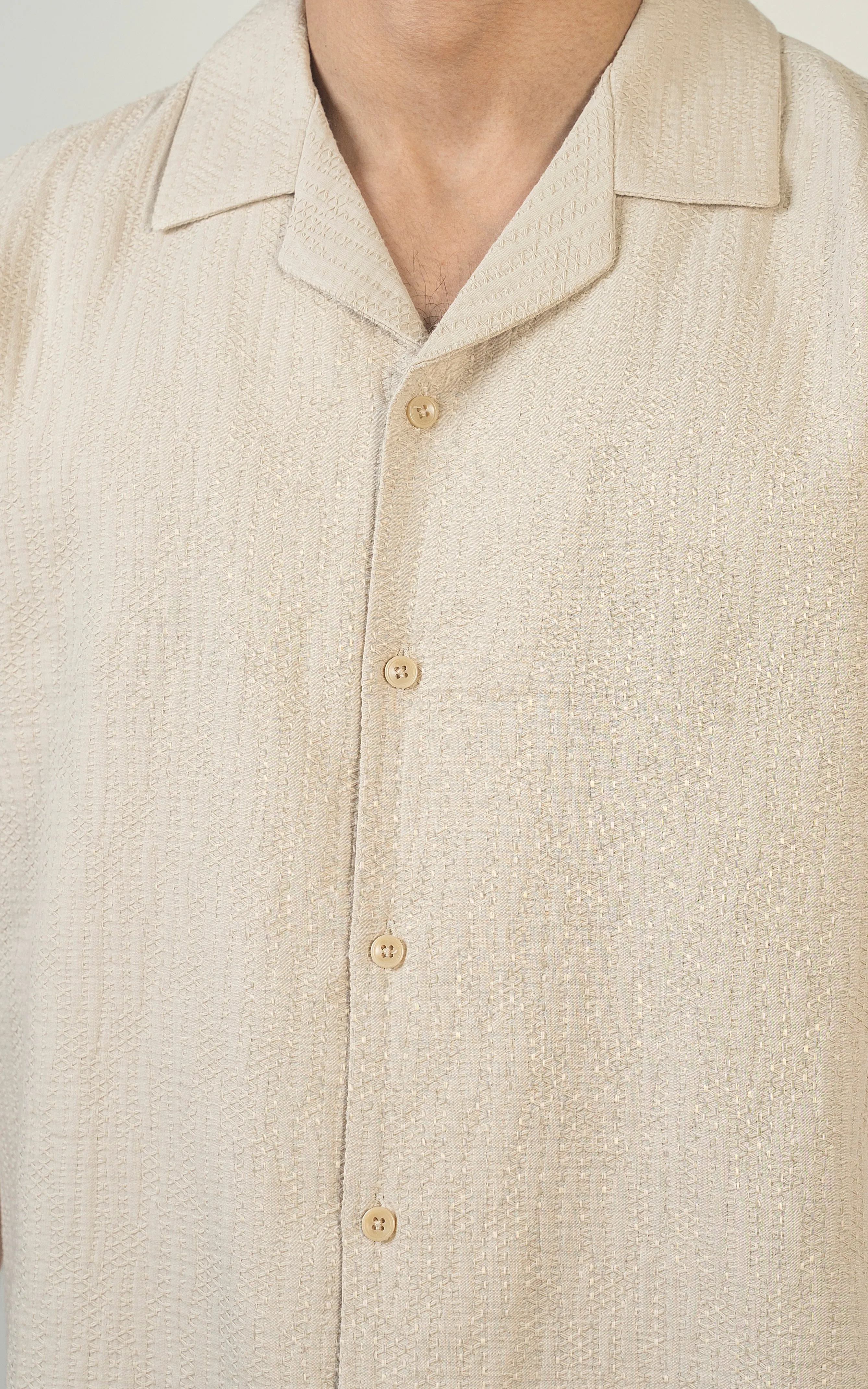 CASUAL SHIRT CUBAN COLLAR BEIGE