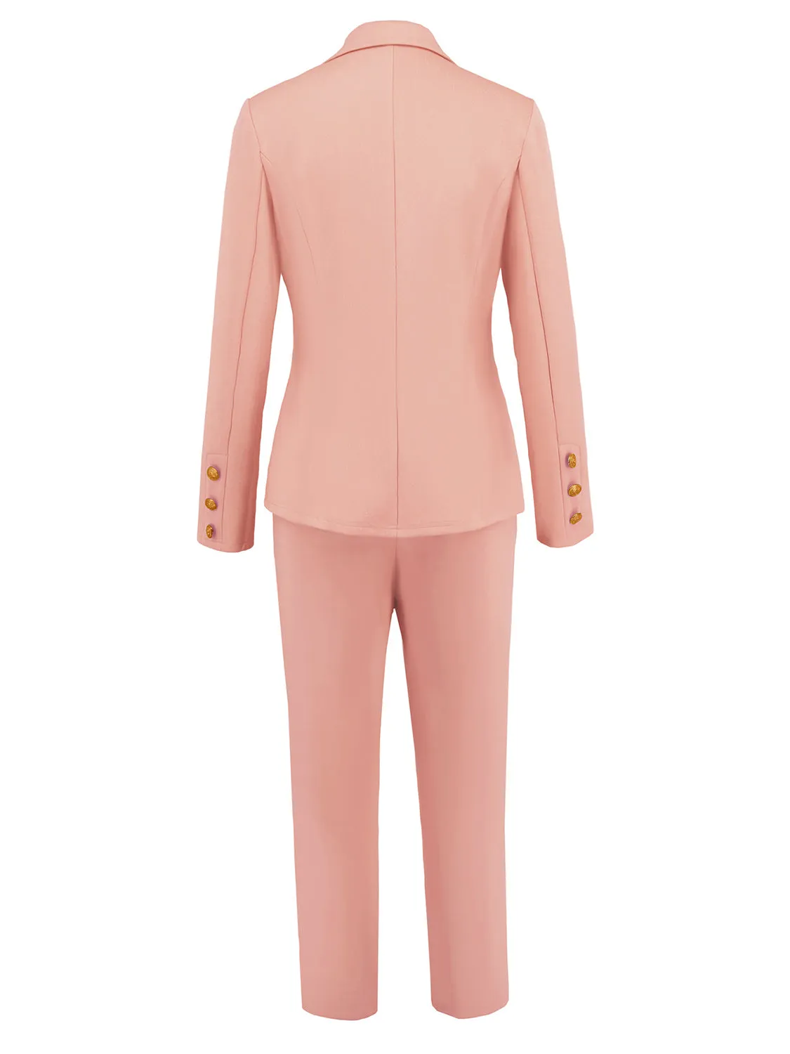 Chic Lapel Collar Blazer and Trousers Ensemble