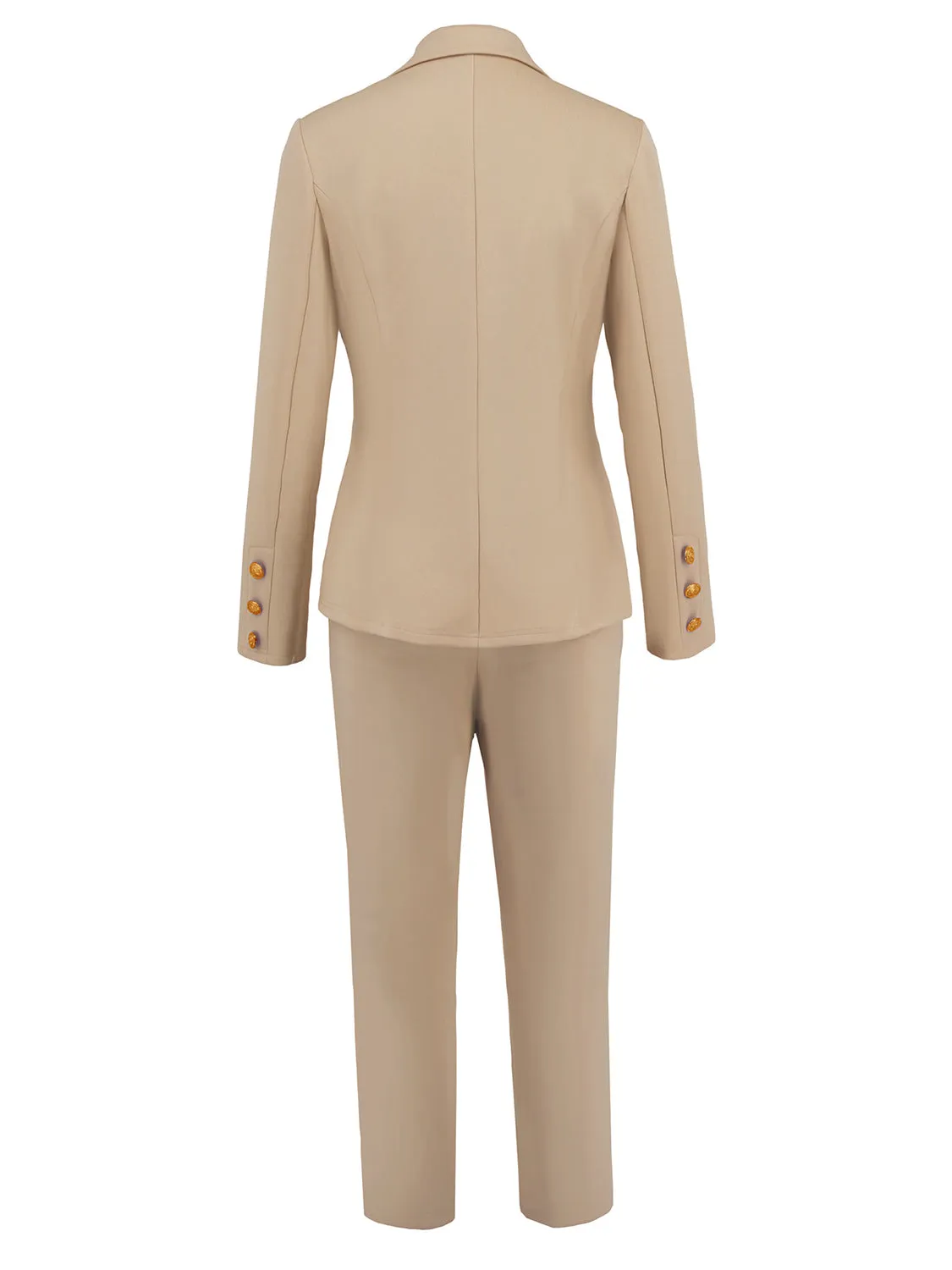 Chic Lapel Collar Blazer and Trousers Ensemble