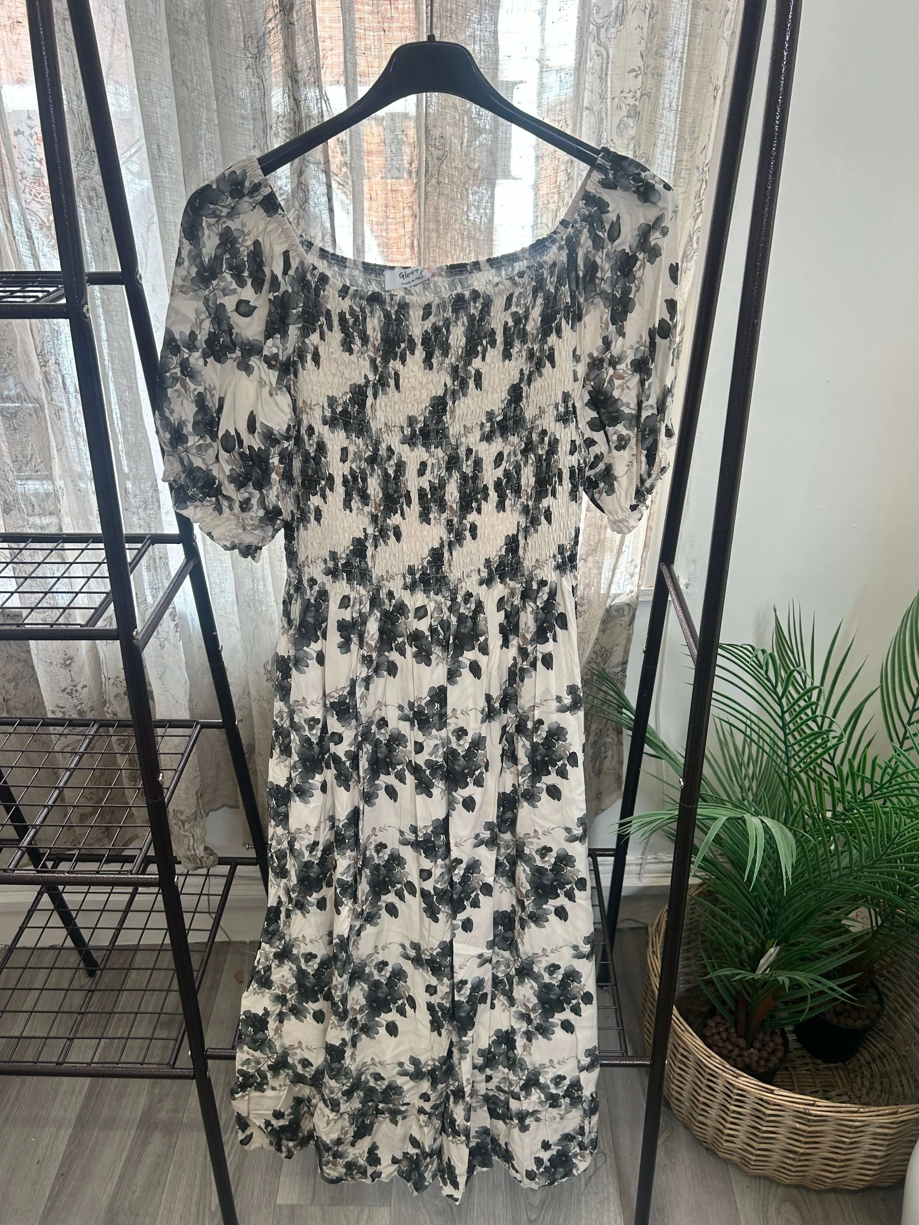 Ditsy Floral Shirred Waist Maxi Dress