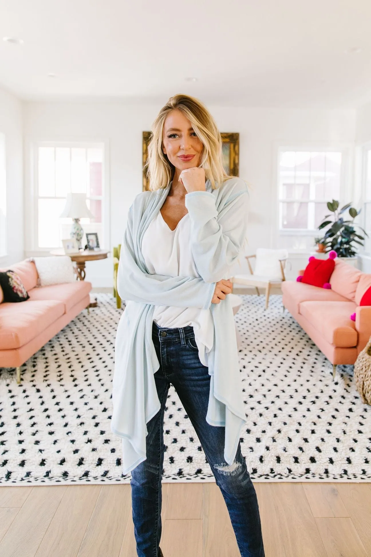 Free Fall Pale Blue Cardigan