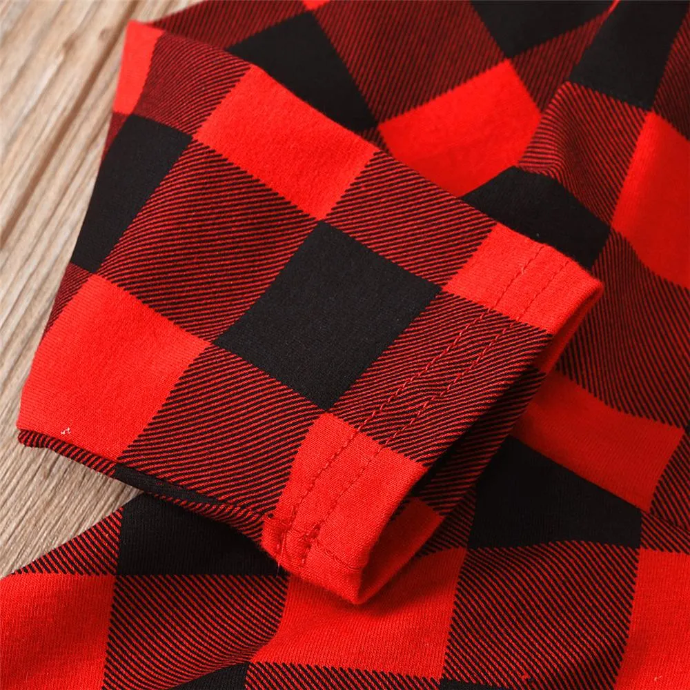 Girls Plaid Long Sleeve Crew Neck Top & Solid Pants & Headband Girl Boutique Clothing Wholesale