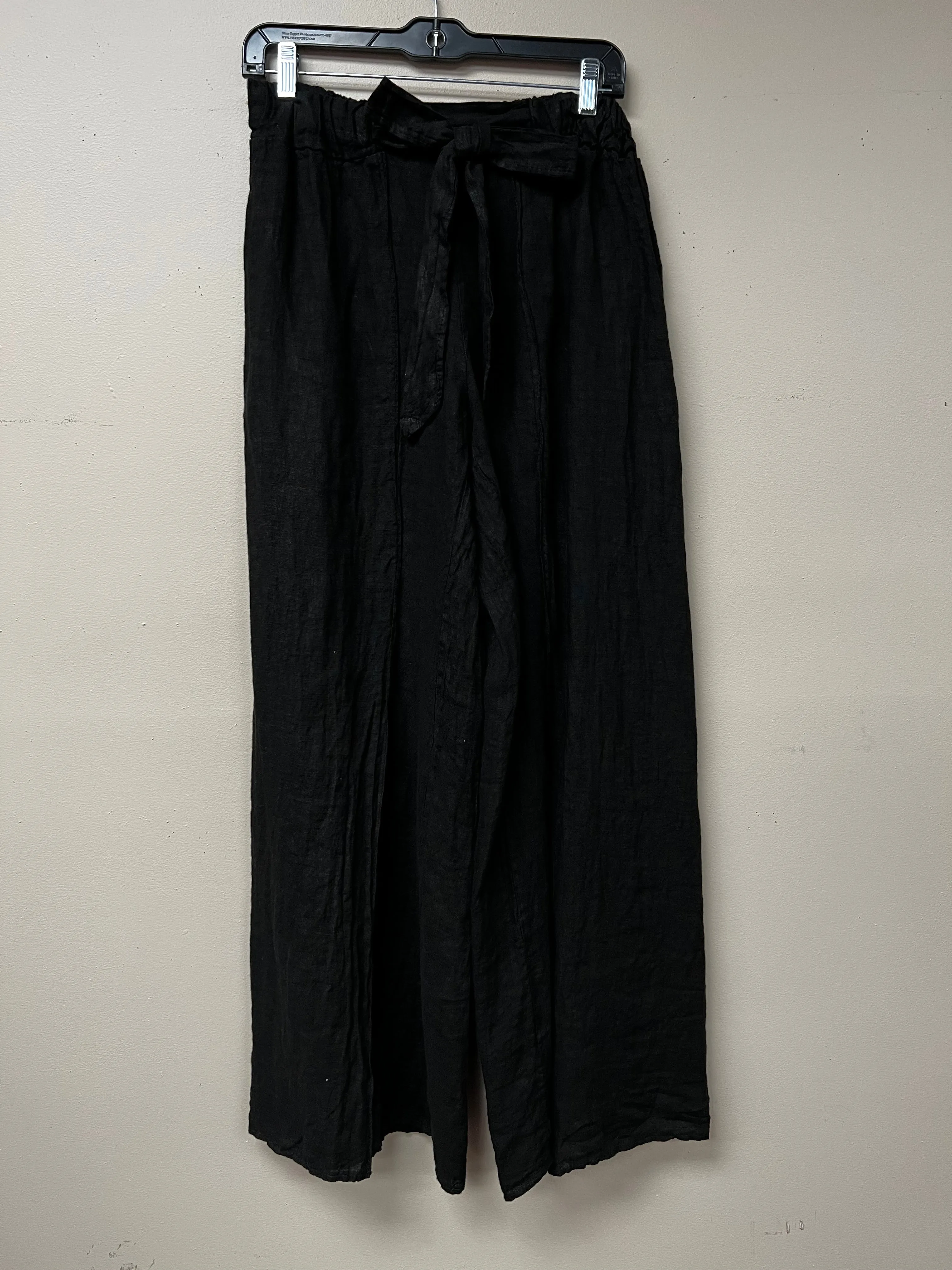 Italian crossover slit wide leg pants.