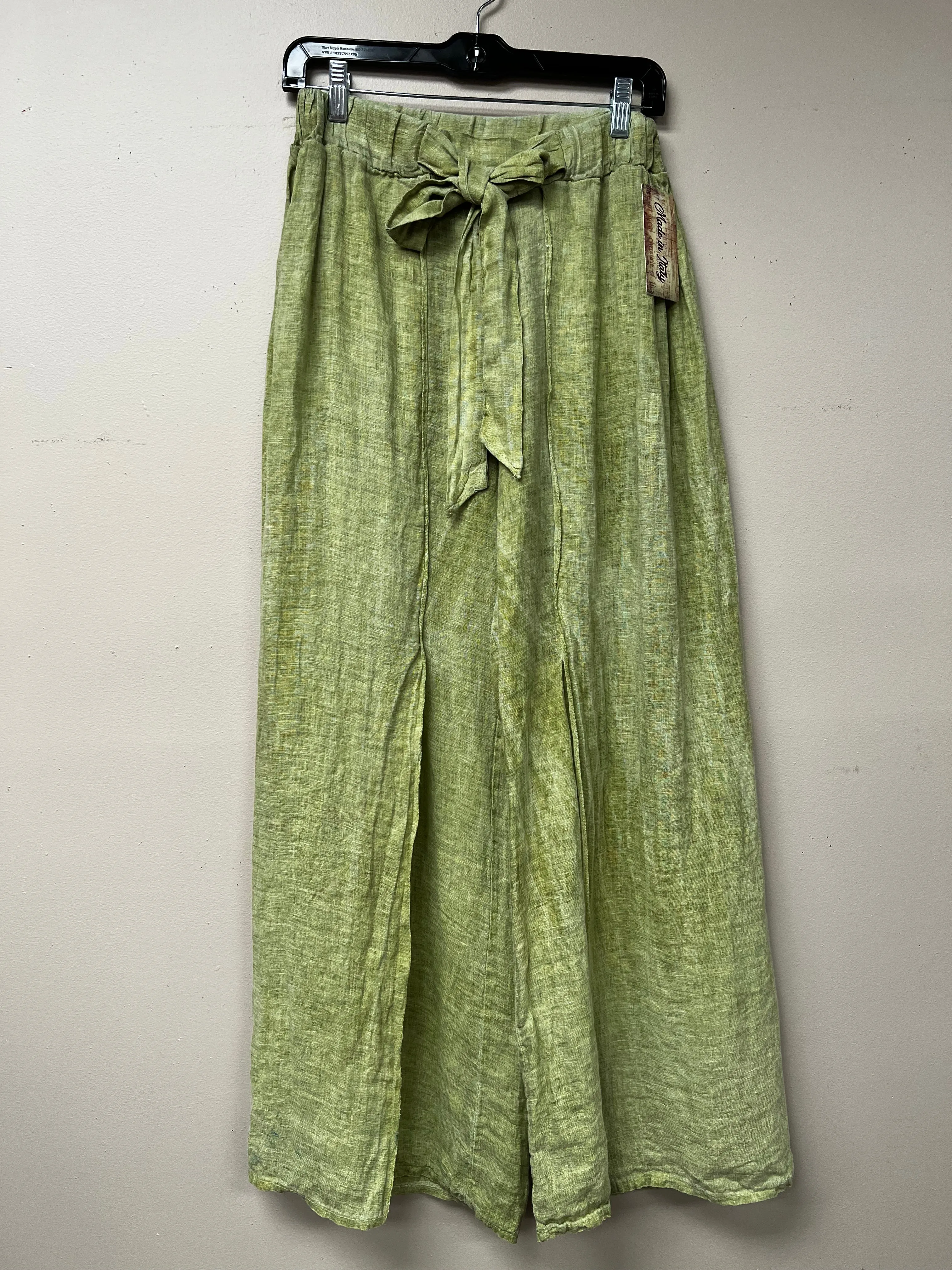 Italian crossover slit wide leg pants.