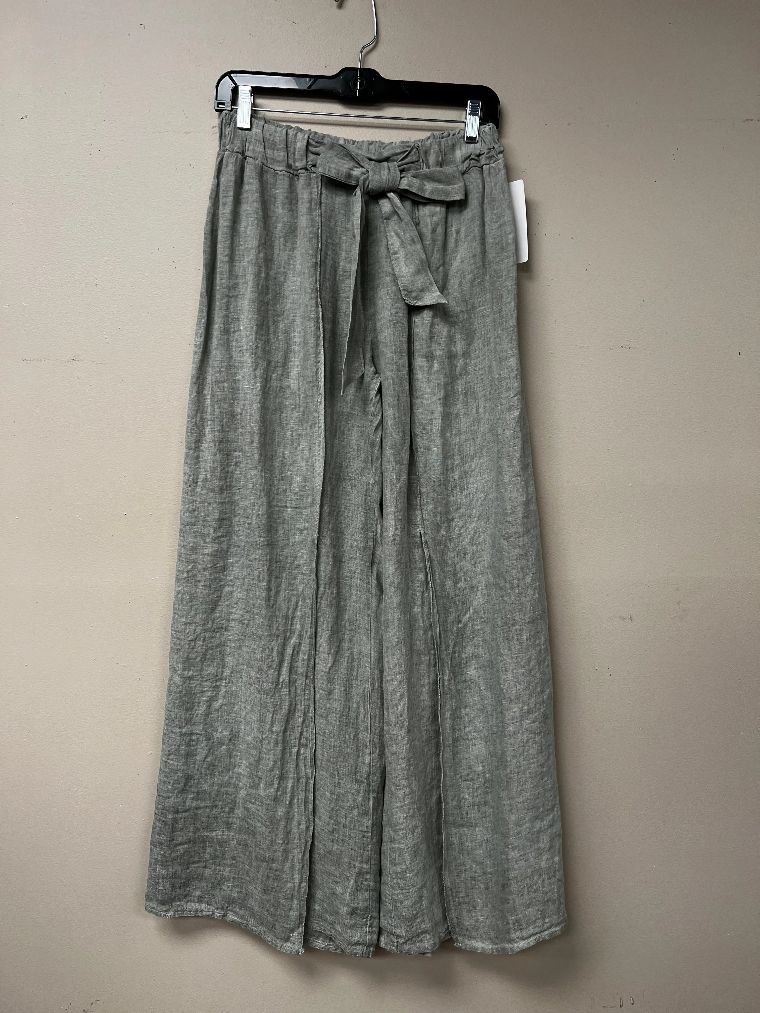 Italian crossover slit wide leg pants.
