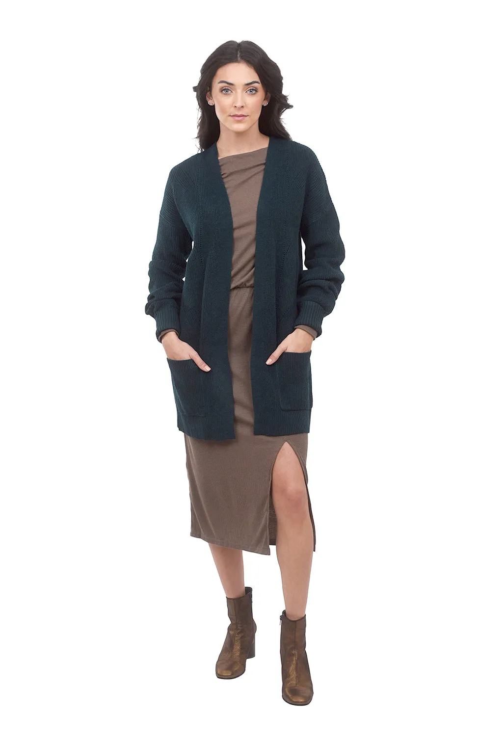 Jacquard Midi Cardigan, Green