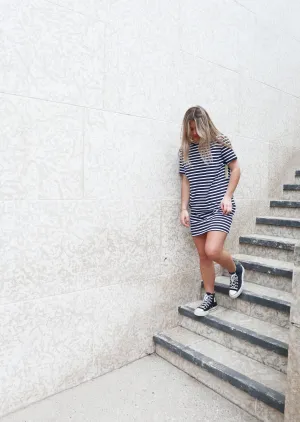Jada Striped Tee Shirt Dress | Midnight/White