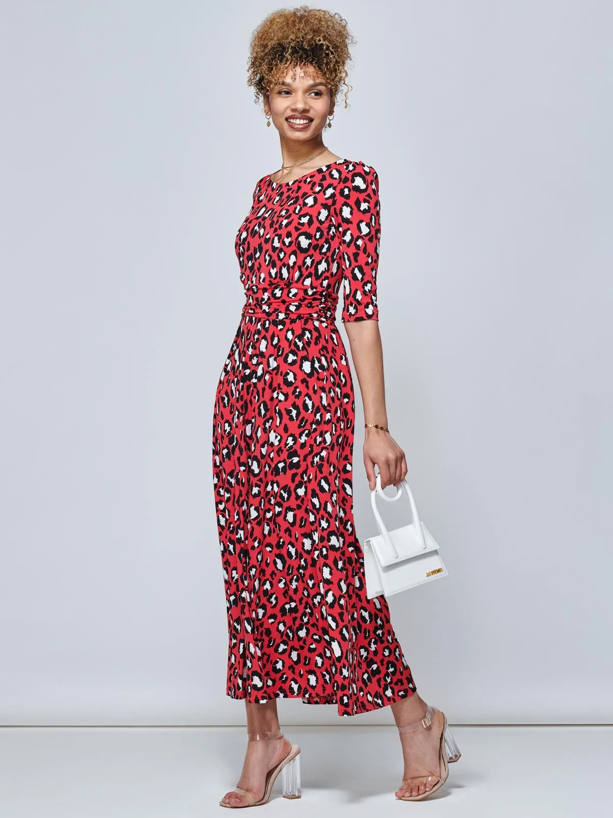 Jolie Moi Dorothy Animal Print Dress, Red Animal