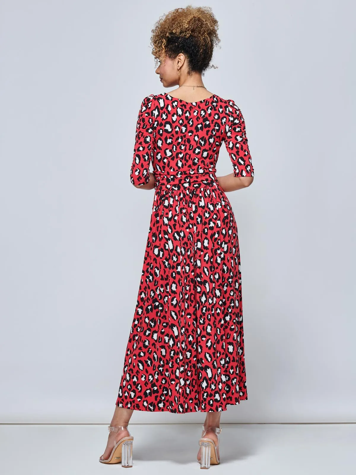 Jolie Moi Dorothy Animal Print Dress, Red Animal