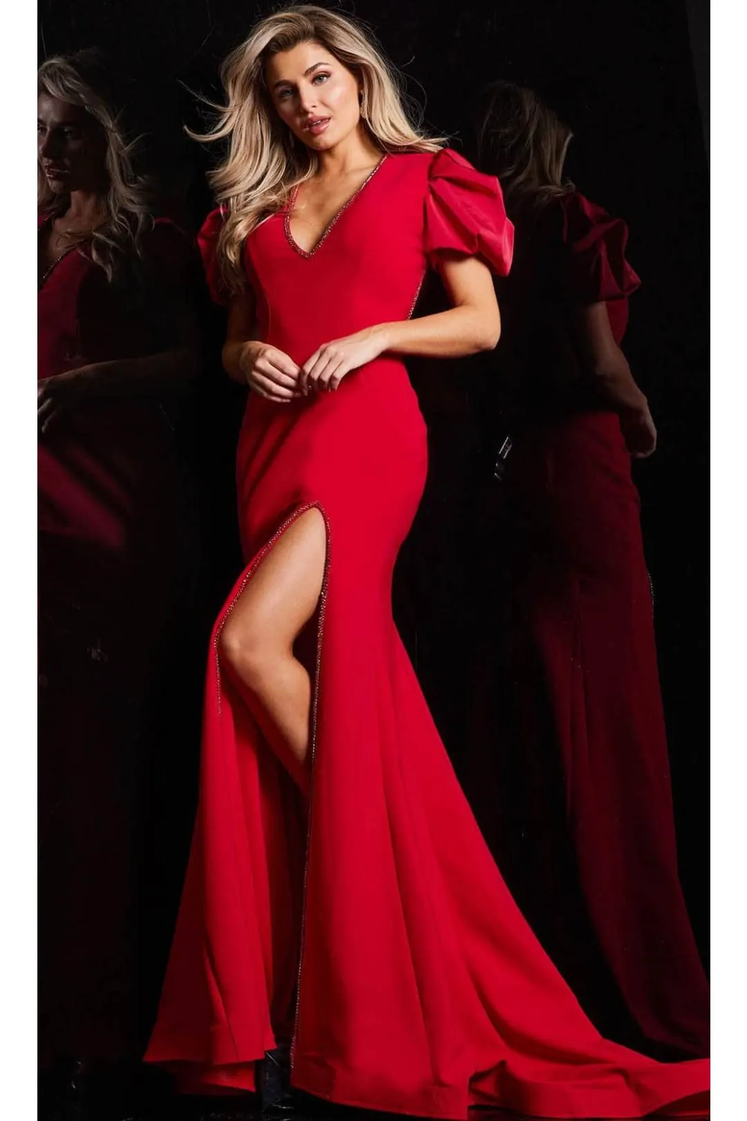 Jovani 38935 - Ruched Floral Long Dress