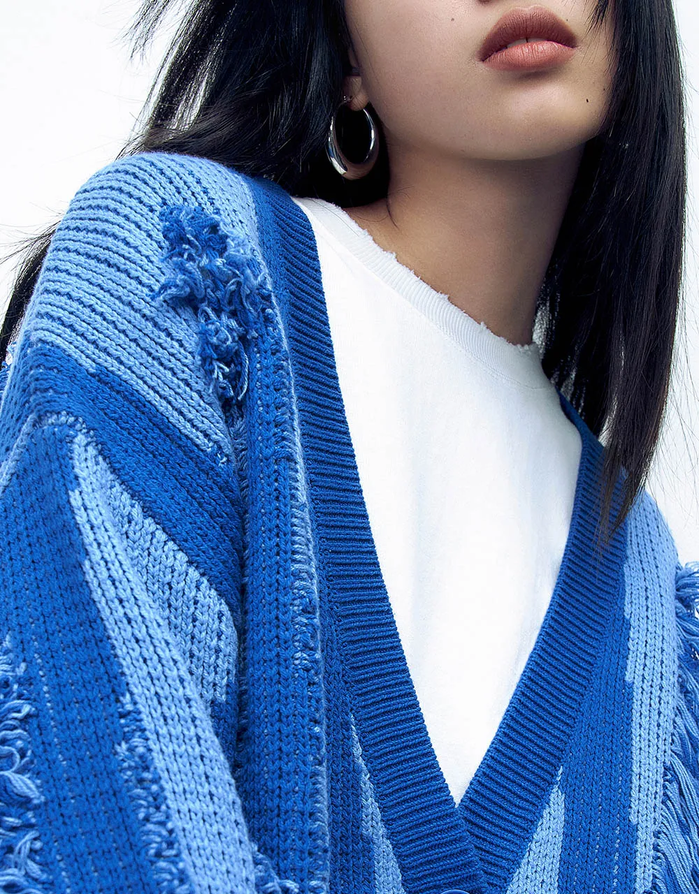 Loose Crew Neck Knitted Cardigan