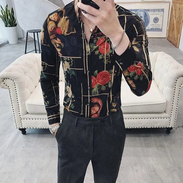Luxury Gold Black White Long Sleeve Shirt
