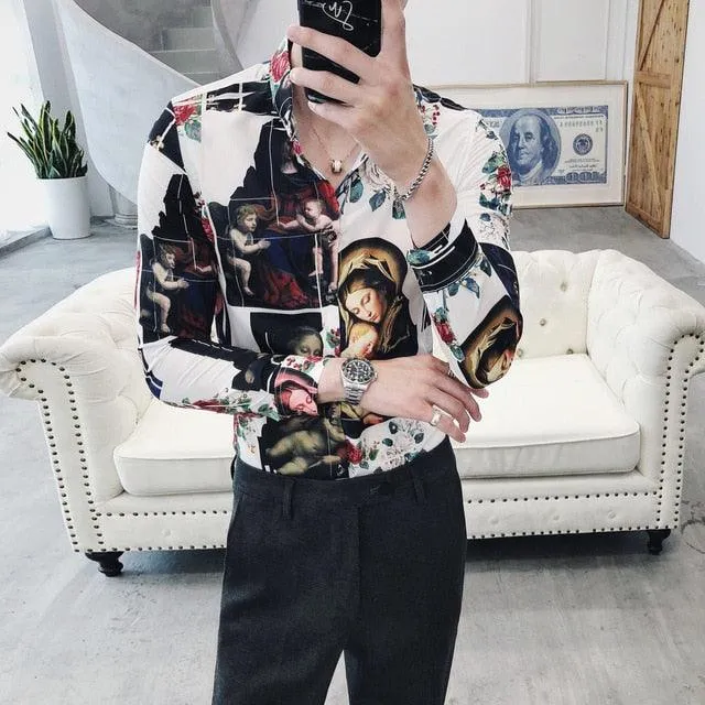 Luxury Gold Black White Long Sleeve Shirt