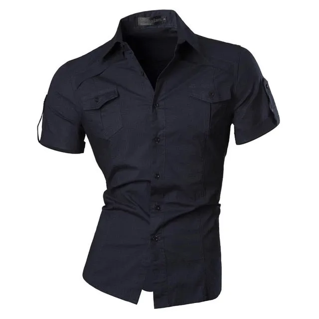 Men Summer Short Sleeve Casual Dress Shirts