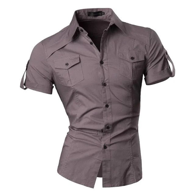 Men Summer Short Sleeve Casual Dress Shirts