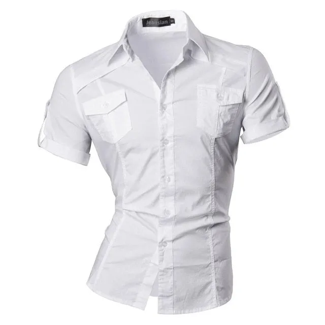 Men Summer Short Sleeve Casual Dress Shirts