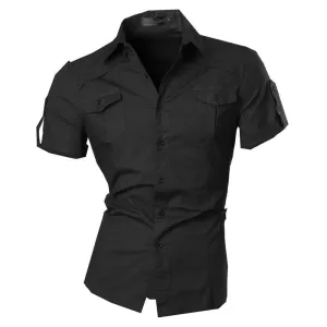 Men Summer Short Sleeve Casual Dress Shirts