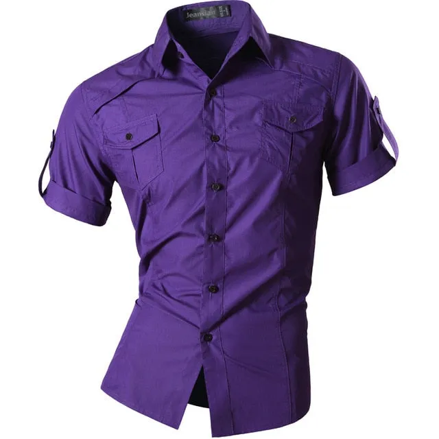 Men Summer Short Sleeve Casual Dress Shirts