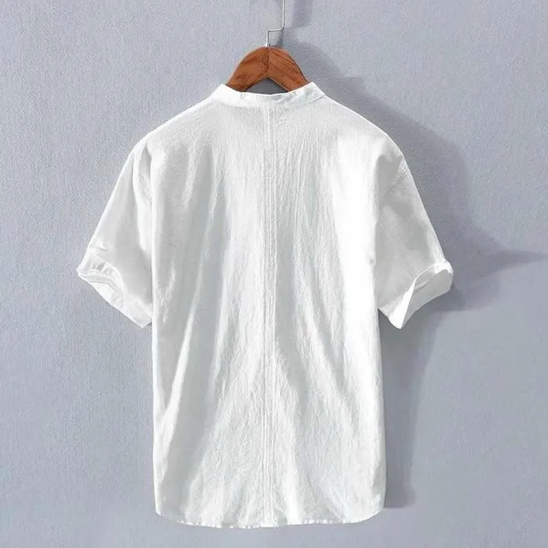 Men's Henley Shirt - Short Sleeve - Button Placket - Regular Fit - Casual Wear