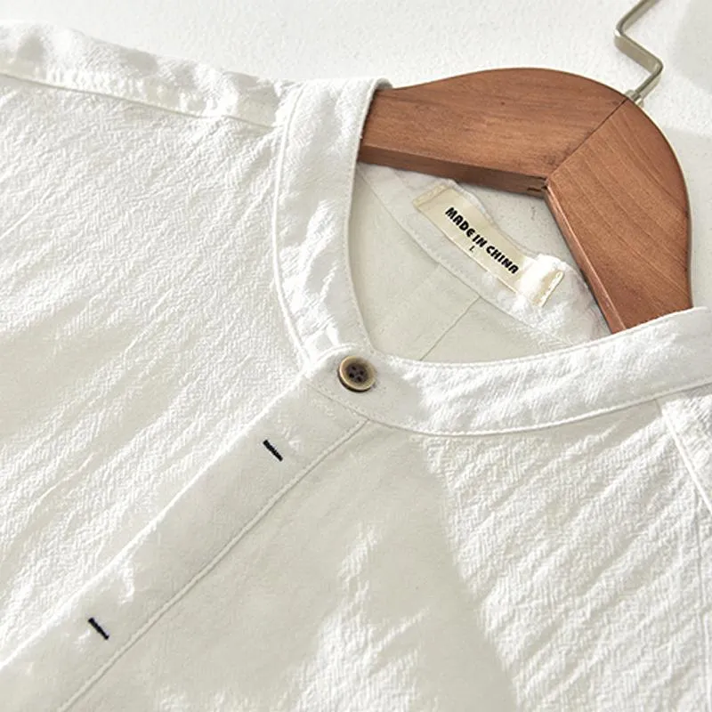 Men's Henley Shirt - Short Sleeve - Button Placket - Regular Fit - Casual Wear