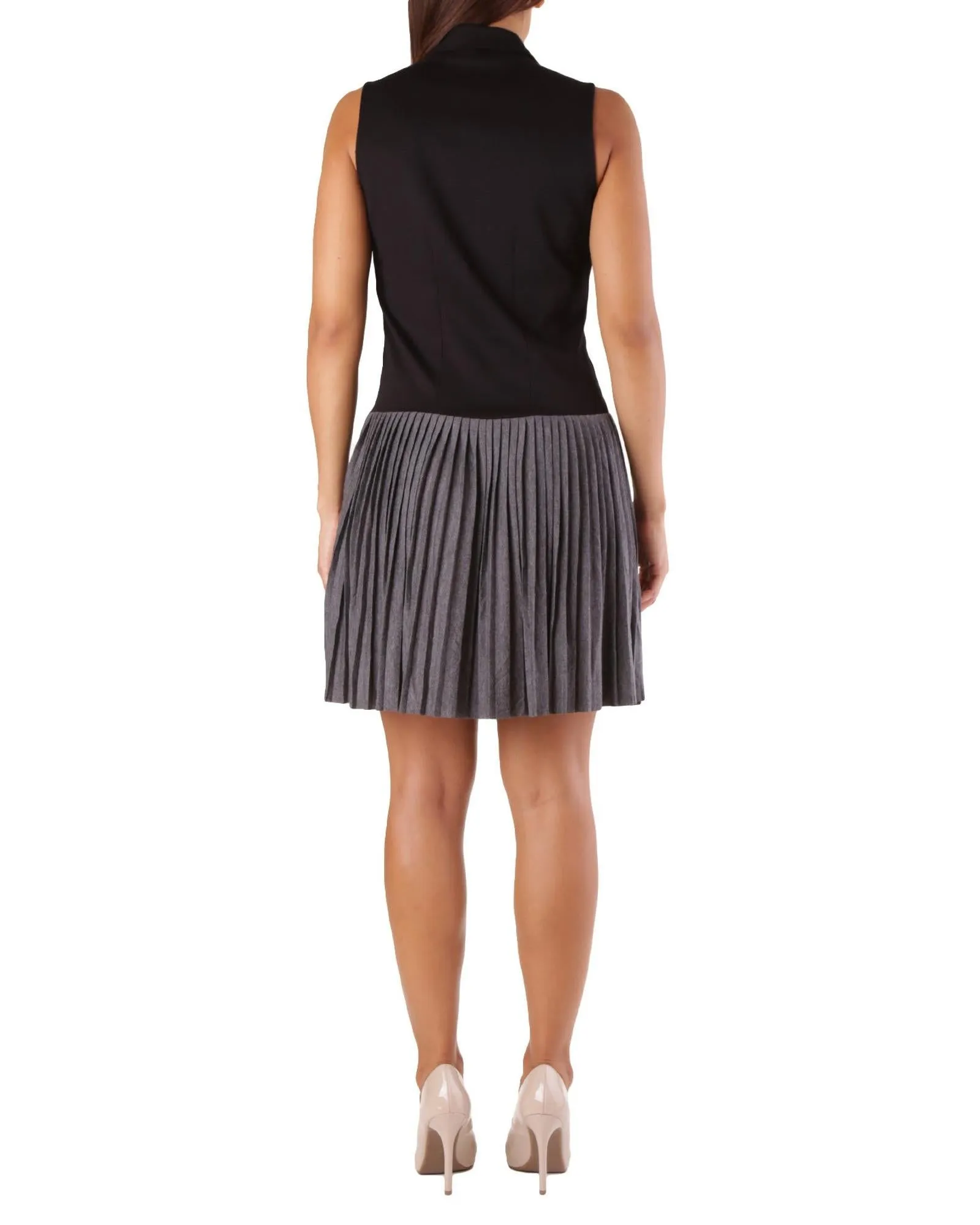 Met Women's Pleated Dress BlackGrey Size L
