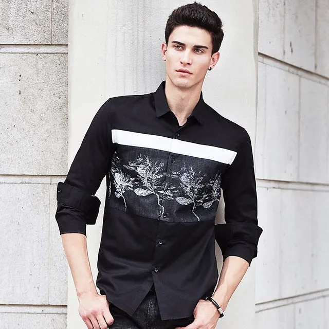 Pioneer Camp Men Shirts brand clothing high quality cotton Casual  Long Sleeve black white Spring Autumn male Dress Shirt 611502