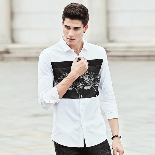 Pioneer Camp Men Shirts brand clothing high quality cotton Casual  Long Sleeve black white Spring Autumn male Dress Shirt 611502