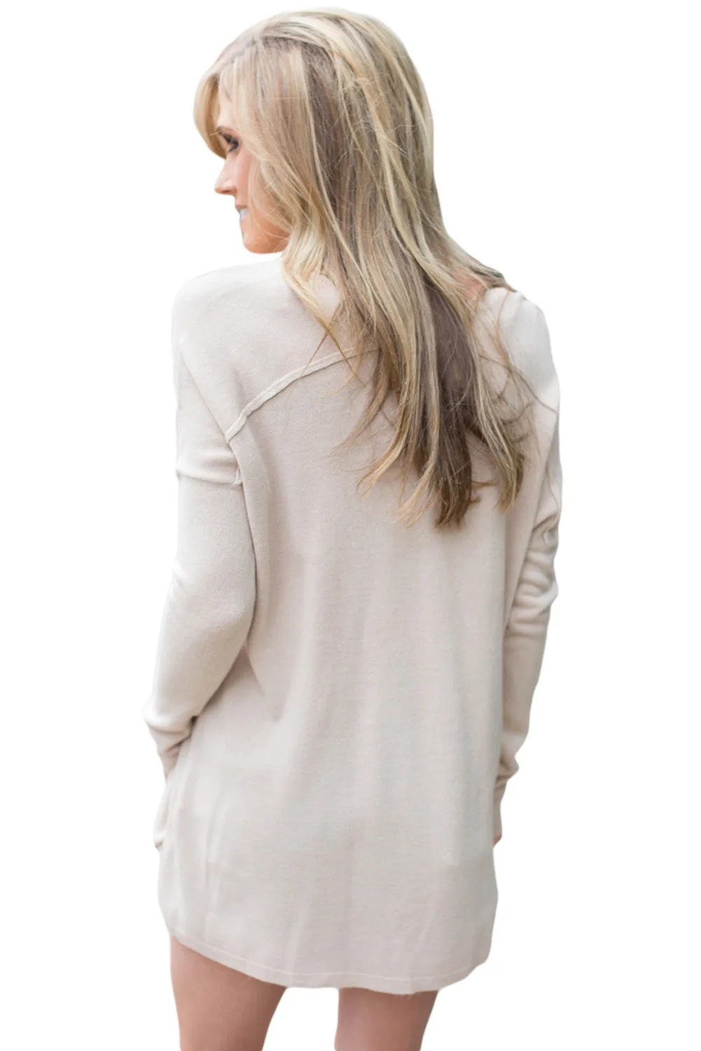 Sexy Apricot Soft V Neck Sweater