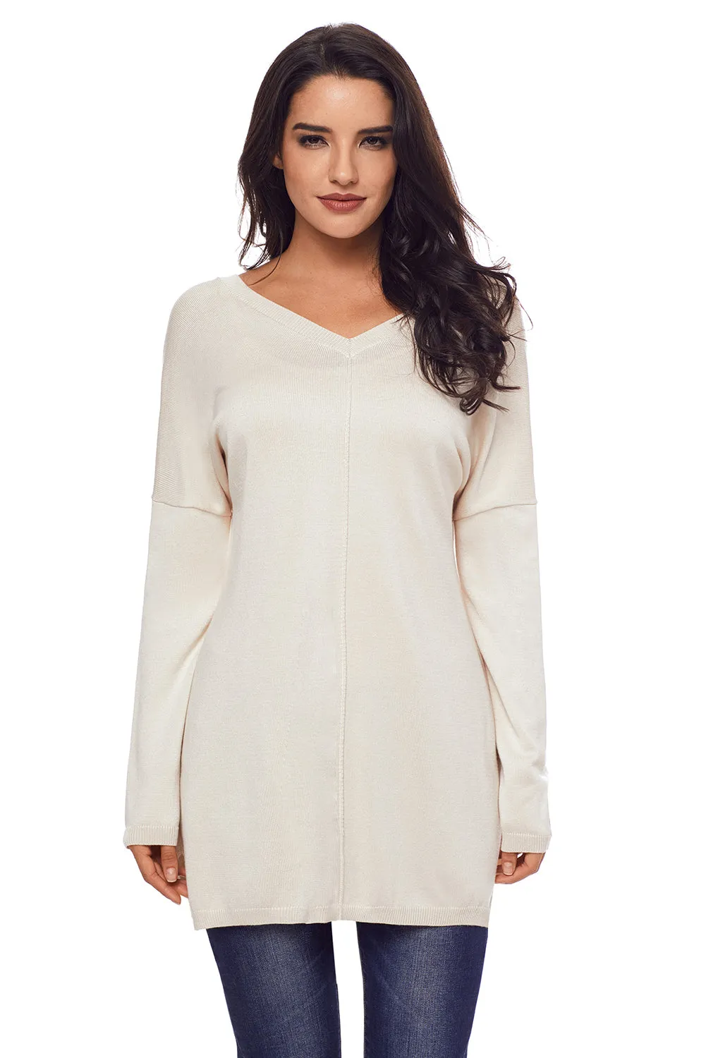 Sexy Apricot Soft V Neck Sweater