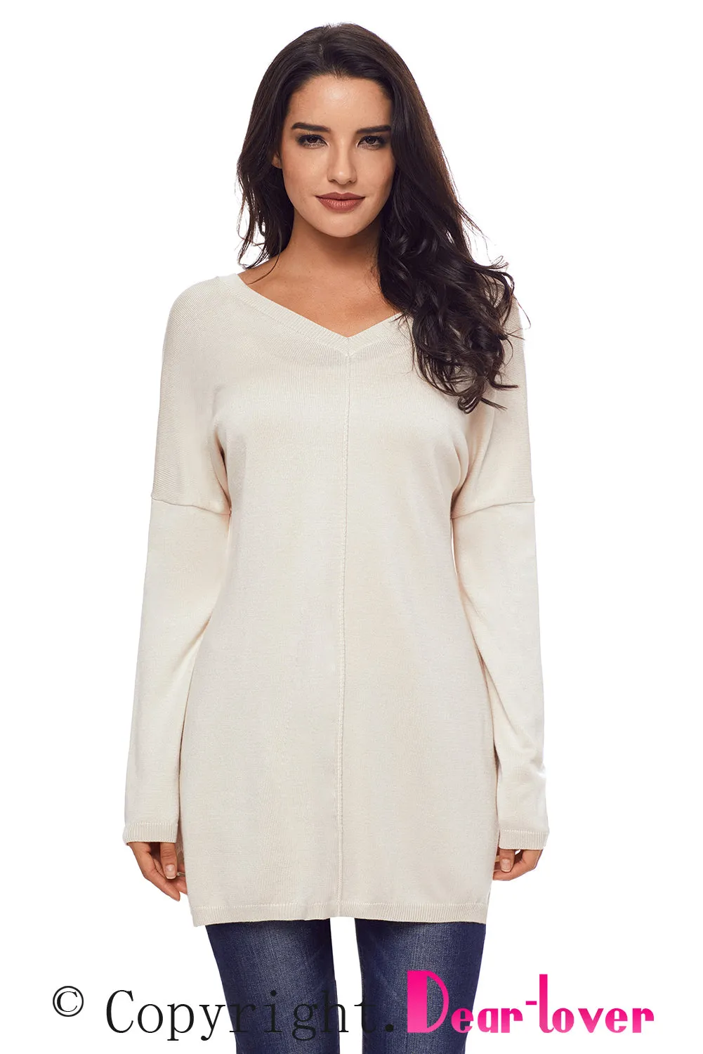 Sexy Apricot Soft V Neck Sweater