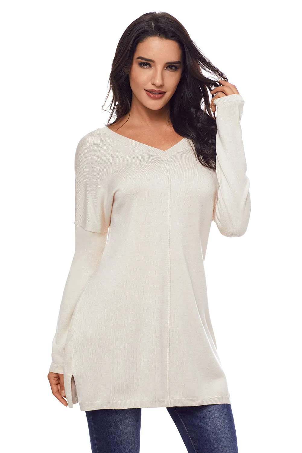 Sexy Apricot Soft V Neck Sweater