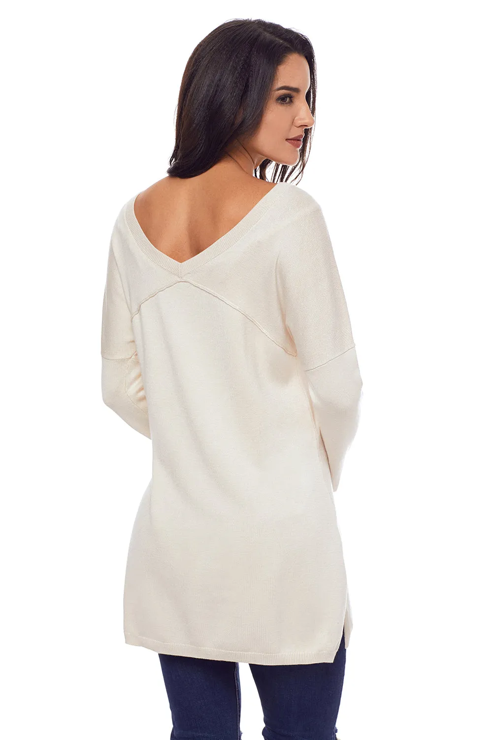Sexy Apricot Soft V Neck Sweater