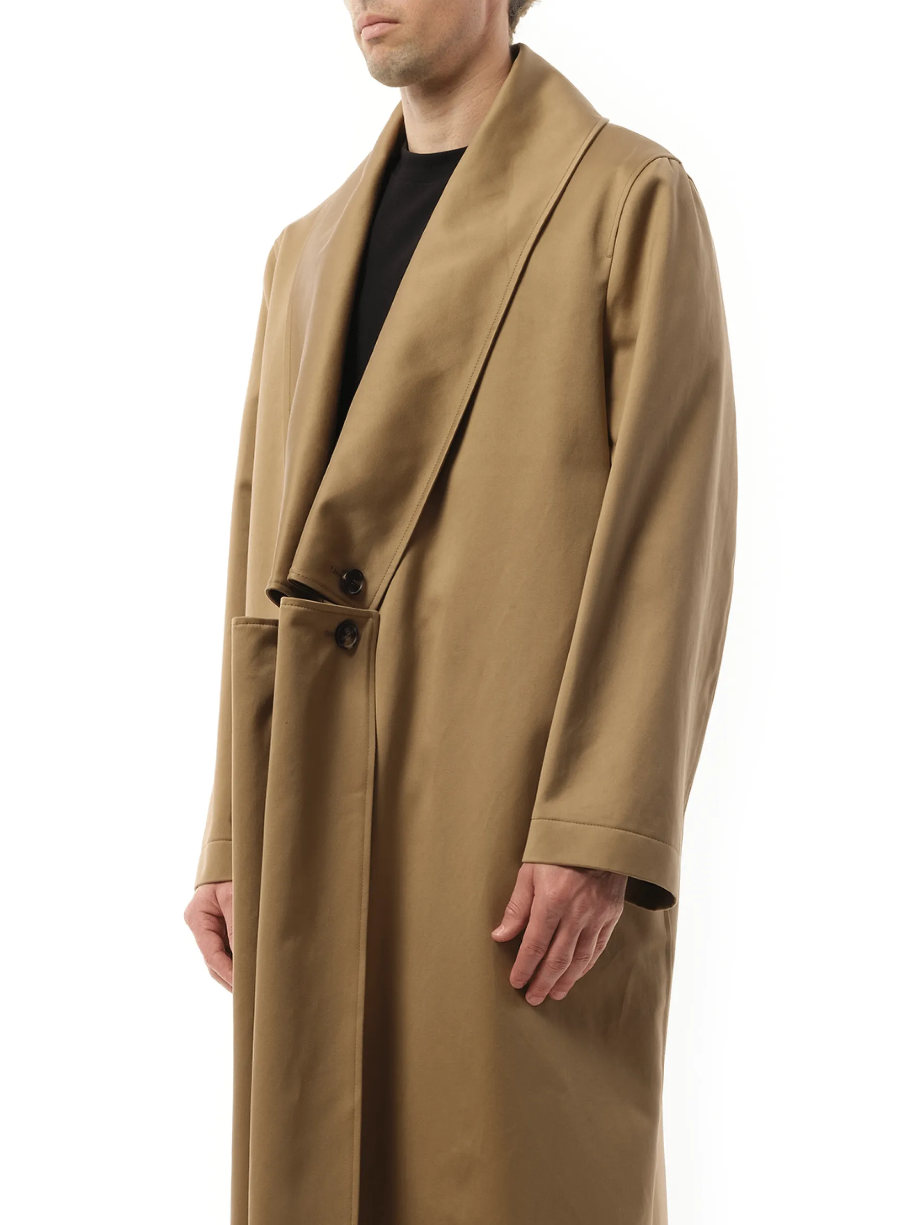 Shawl Collar Coat in Beige