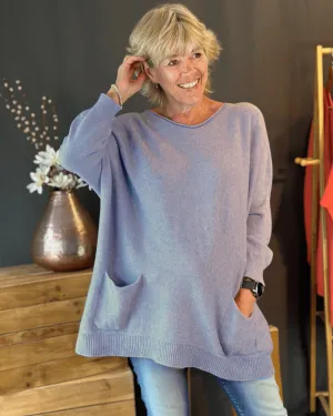 Slouchy Pocket Jumper - Pale Grey