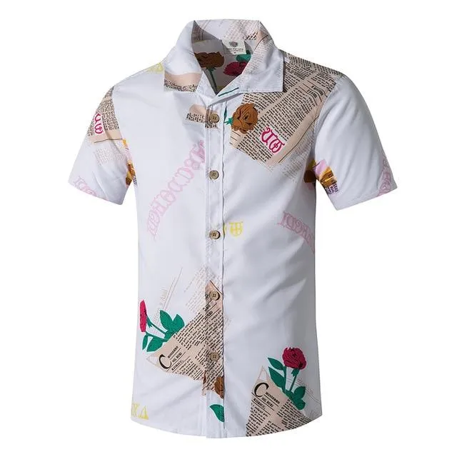Summer Men Shirt Casual Short Sleeve Men's Shirts Hawaii Male animal