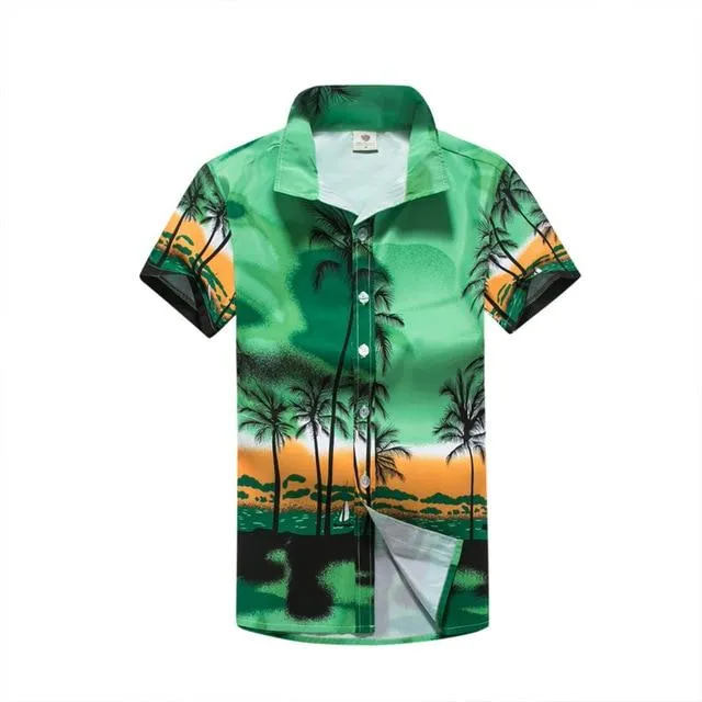 Summer Men Shirt Casual Short Sleeve Men's Shirts Hawaii Male animal