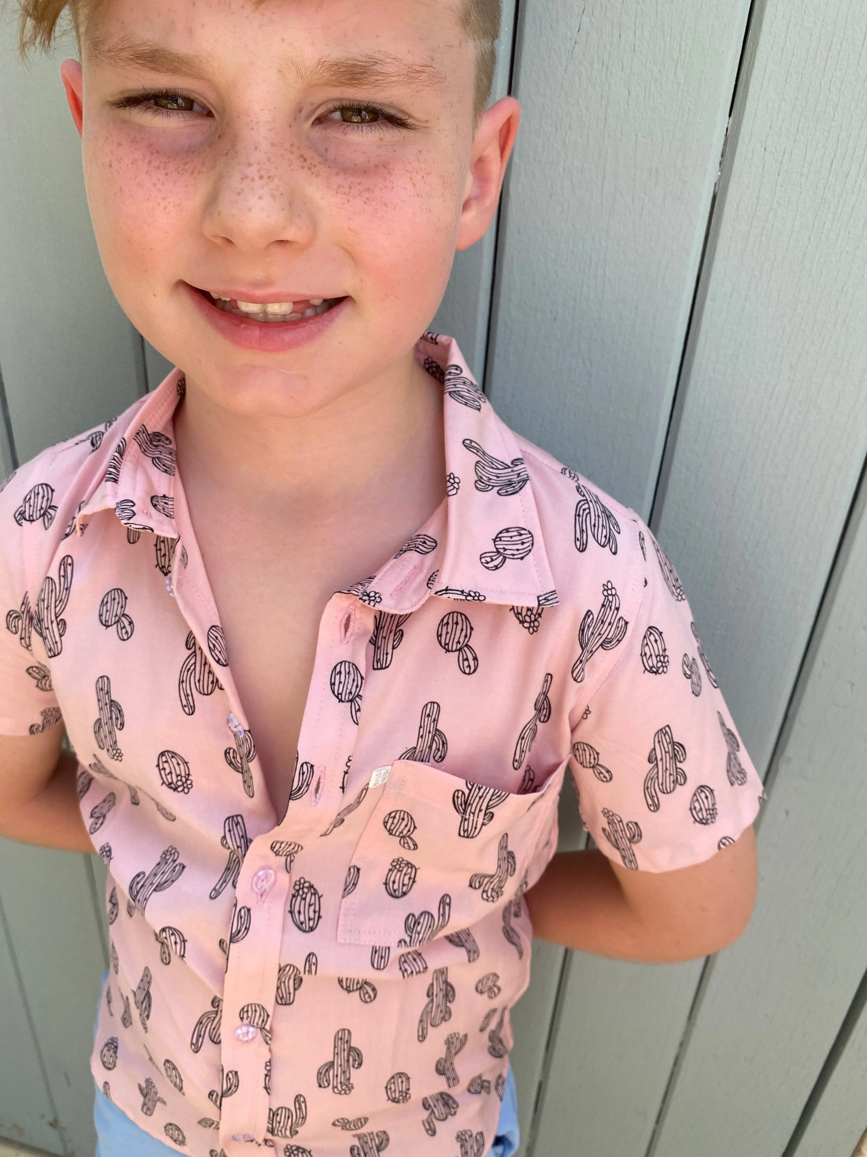 The Boy's Casual Shirt - Pink Cactus