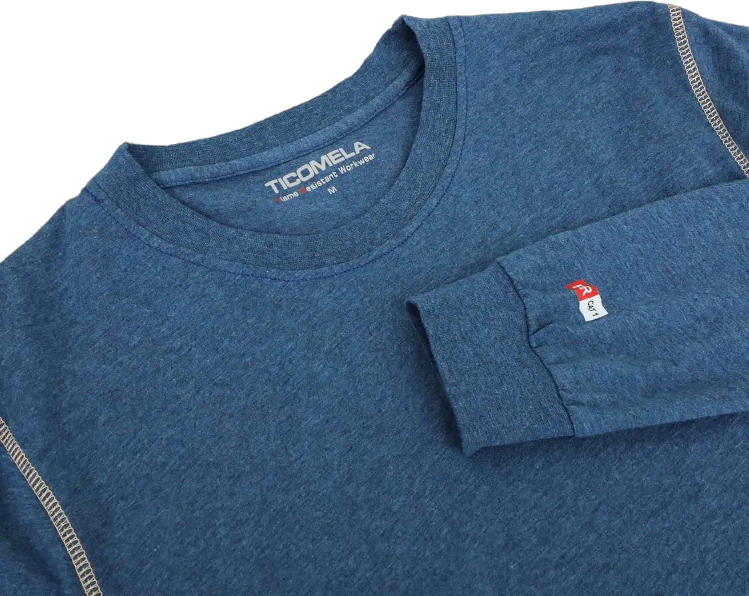 TICOMELA FR Shirts for Men 4oz Lightweight Flame Resistant Crewneck T-Shirts 100% Cotton Fire Retardant Henley Shirts